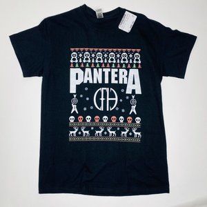 PANTERA CHRISTMAS Tee Shirt Sz Med Reindeer Skulls Snowmen NEW Black Short Sleev